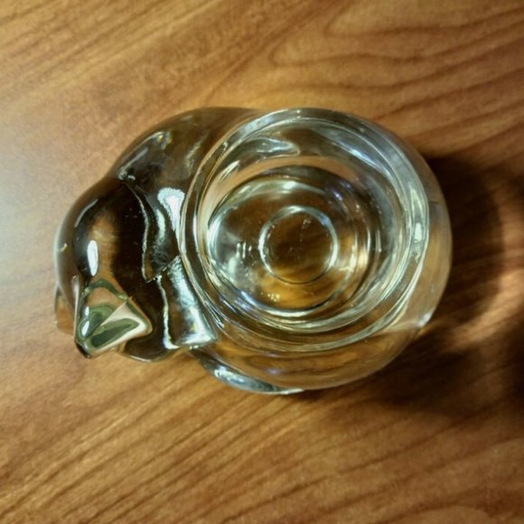 Vintage AVON SLEEPING CAT Clear Glass Votive Tealight Candle Holder 1980 4.5x2.5 - Picture 6 of 10